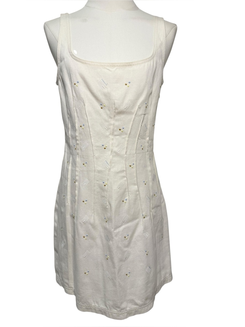 NWT - Marni Embroidered Denim Mini Dress in Bone White Size 6 - Picture 4 of 13